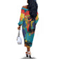 Amilcar Cabral Off The Shoulder Long Sleeve Dress Armed Activist Quote Raised Fist African Liberation Tribute - Colorful Paint Stroke - African Pride