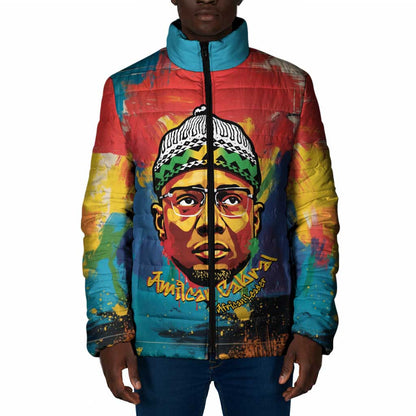 Amilcar Cabral Padded Jacket Armed Activist Quote Raised Fist African Liberation Tribute - Colorful Paint Stroke - African Pride
