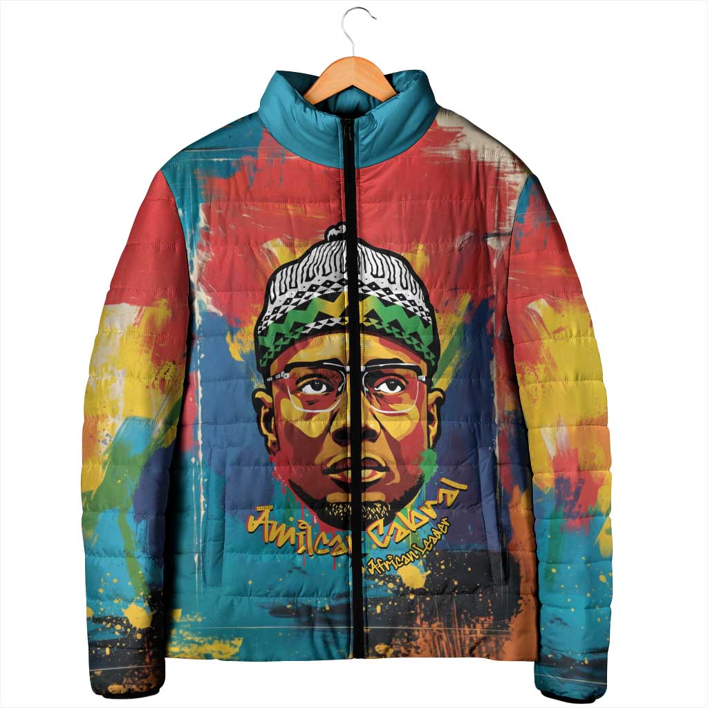 Amilcar Cabral Padded Jacket Armed Activist Quote Raised Fist African Liberation Tribute - Colorful Paint Stroke - African Pride