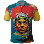 Amilcar Cabral Polo Shirt Armed Activist Quote Raised Fist African Liberation Tribute - Colorful Paint Stroke - African Pride