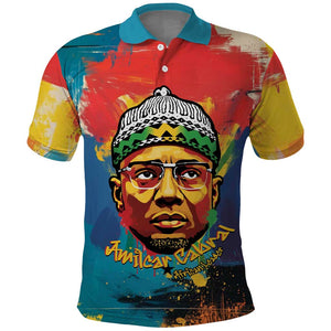 Amilcar Cabral Polo Shirt Armed Activist Quote Raised Fist African Liberation Tribute - Colorful Paint Stroke - African Pride