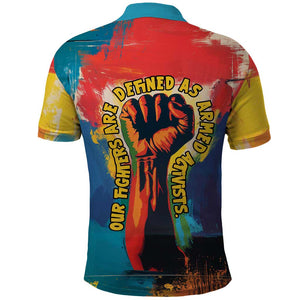 Amilcar Cabral Polo Shirt Armed Activist Quote Raised Fist African Liberation Tribute - Colorful Paint Stroke - African Pride