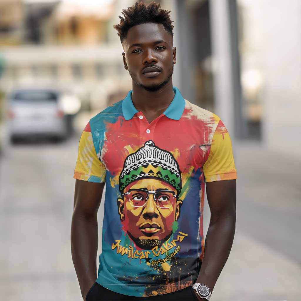Amilcar Cabral Polo Shirt Armed Activist Quote Raised Fist African Liberation Tribute - Colorful Paint Stroke - African Pride