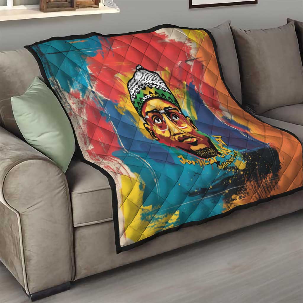 Amilcar Cabral Quilt Armed Activist Quote Raised Fist African Liberation Tribute - Colorful Paint Stroke - African Pride