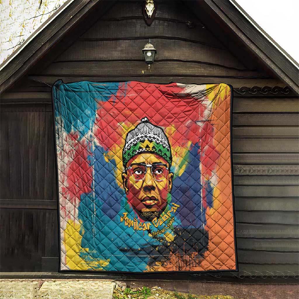 Amilcar Cabral Quilt Armed Activist Quote Raised Fist African Liberation Tribute - Colorful Paint Stroke - African Pride