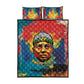 Amilcar Cabral Quilt Bed Set Armed Activist Quote Raised Fist African Liberation Tribute - Colorful Paint Stroke - African Pride