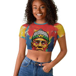 Amilcar Cabral Raglan Cropped T shirt Armed Activist Quote Raised Fist African Liberation Tribute - Colorful Paint Stroke - African Pride