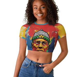 Amilcar Cabral Raglan Cropped T shirt Armed Activist Quote Raised Fist African Liberation Tribute - Colorful Paint Stroke - African Pride