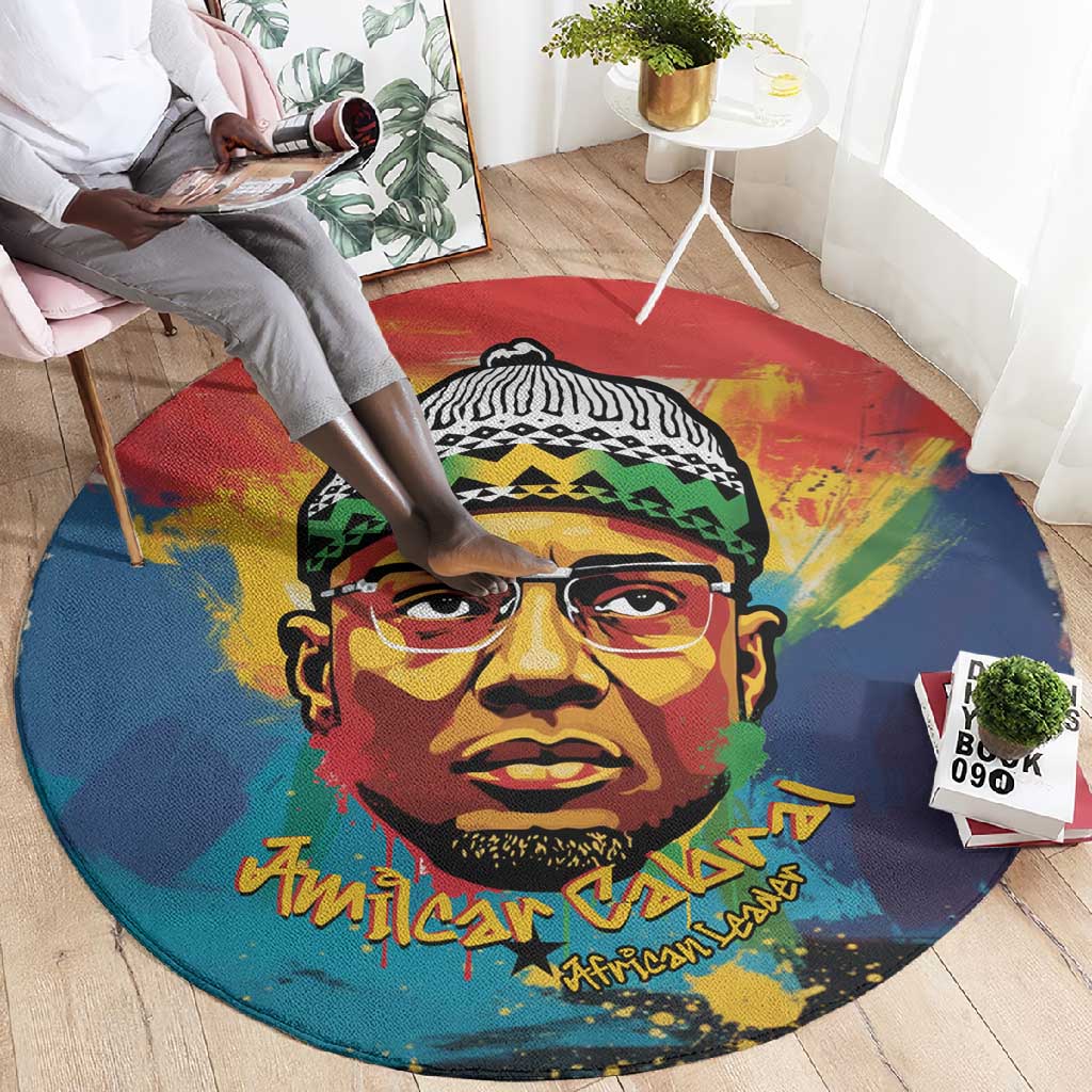 Amilcar Cabral Round Carpet Armed Activist Quote Raised Fist African Liberation Tribute - Colorful Paint Stroke - African Pride