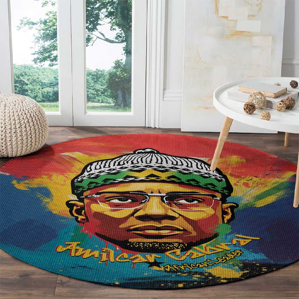 Amilcar Cabral Round Carpet Armed Activist Quote Raised Fist African Liberation Tribute - Colorful Paint Stroke - African Pride