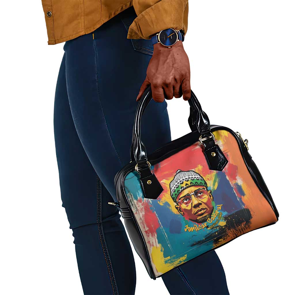 Amilcar Cabral Shoulder Handbag Armed Activist Quote Raised Fist African Liberation Tribute - Colorful Paint Stroke - African Pride