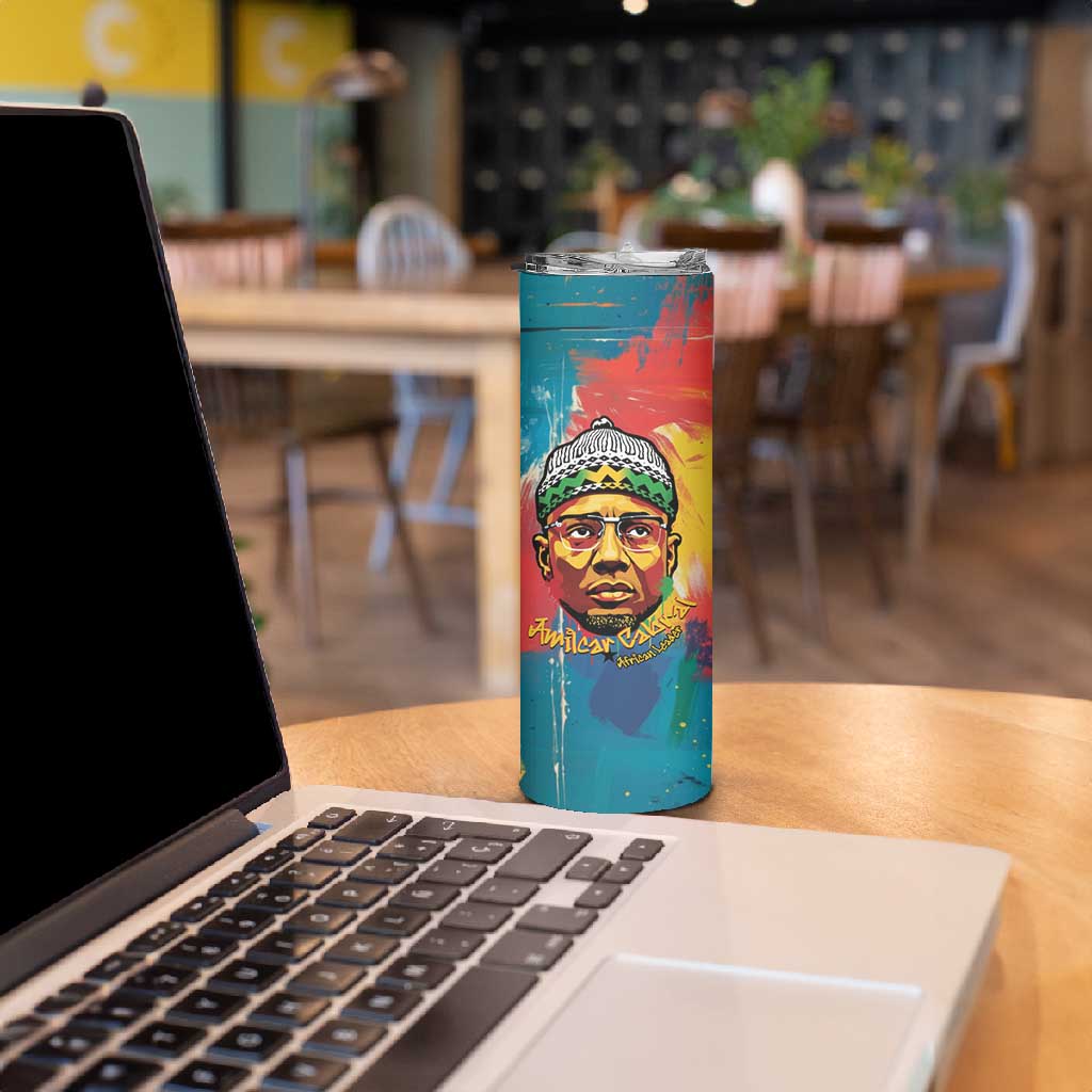 Amilcar Cabral Skinny Tumbler Armed Activist Quote Raised Fist African Liberation Tribute - Colorful Paint Stroke - African Pride