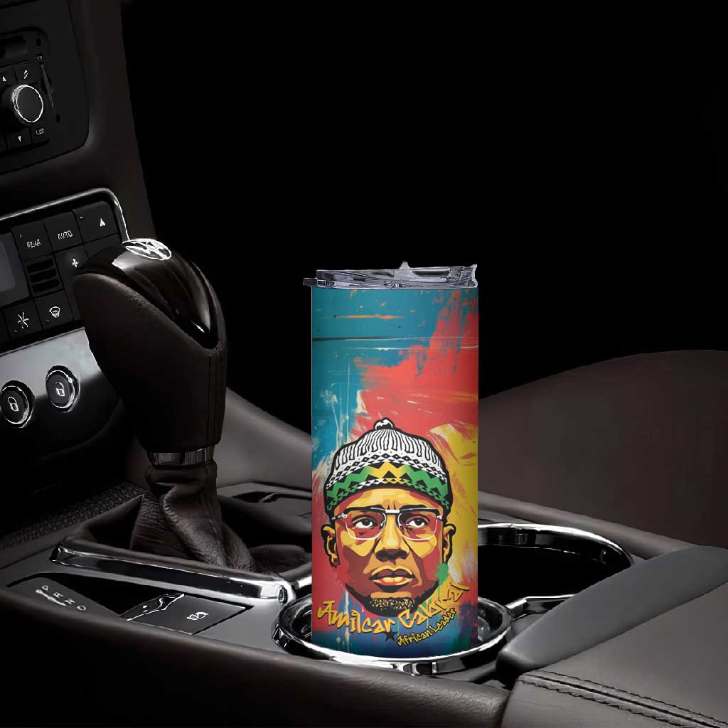Amilcar Cabral Skinny Tumbler Armed Activist Quote Raised Fist African Liberation Tribute - Colorful Paint Stroke - African Pride