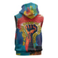 Amilcar Cabral Sleeveless Hoodie Armed Activist Quote Raised Fist African Liberation Tribute - Colorful Paint Stroke - African Pride