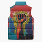 Amilcar Cabral Sleeveless Puffer Jacket Armed Activist Quote Raised Fist African Liberation Tribute - Colorful Paint Stroke - African Pride