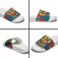 Amilcar Cabral Slide Sandals Armed Activist Quote Raised Fist African Liberation Tribute - Colorful Paint Stroke - African Pride