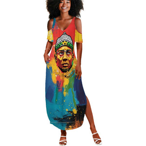 Amilcar Cabral Summer Maxi Dress Armed Activist Quote Raised Fist African Liberation Tribute - Colorful Paint Stroke - African Pride