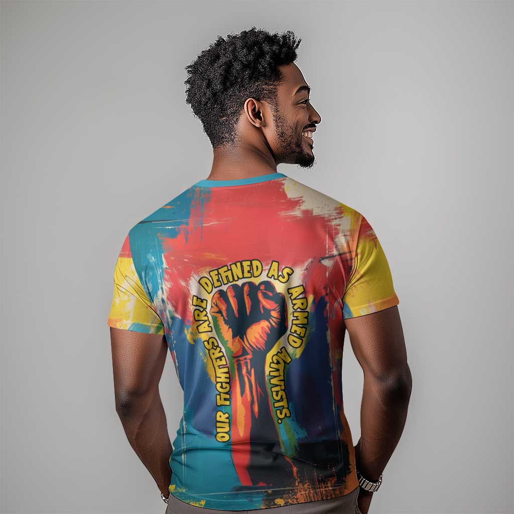 Amilcar Cabral T shirt Armed Activist Quote Raised Fist African Liberation Tribute - Colorful Paint Stroke - African Pride