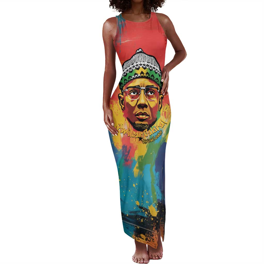 Amilcar Cabral Tank Maxi Dress Armed Activist Quote Raised Fist African Liberation Tribute - Colorful Paint Stroke - African Pride