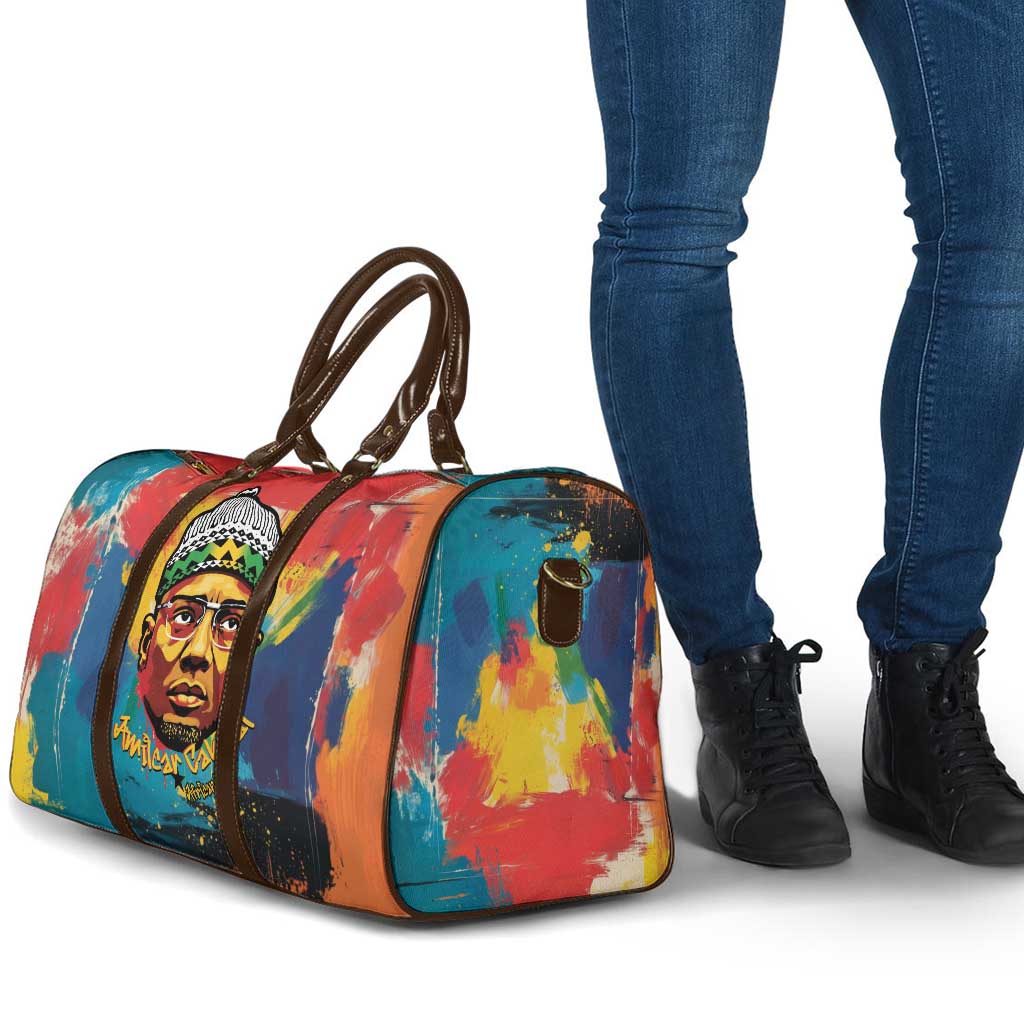 Amilcar Cabral Travel Bag Armed Activist Quote Raised Fist African Liberation Tribute - Colorful Paint Stroke - African Pride