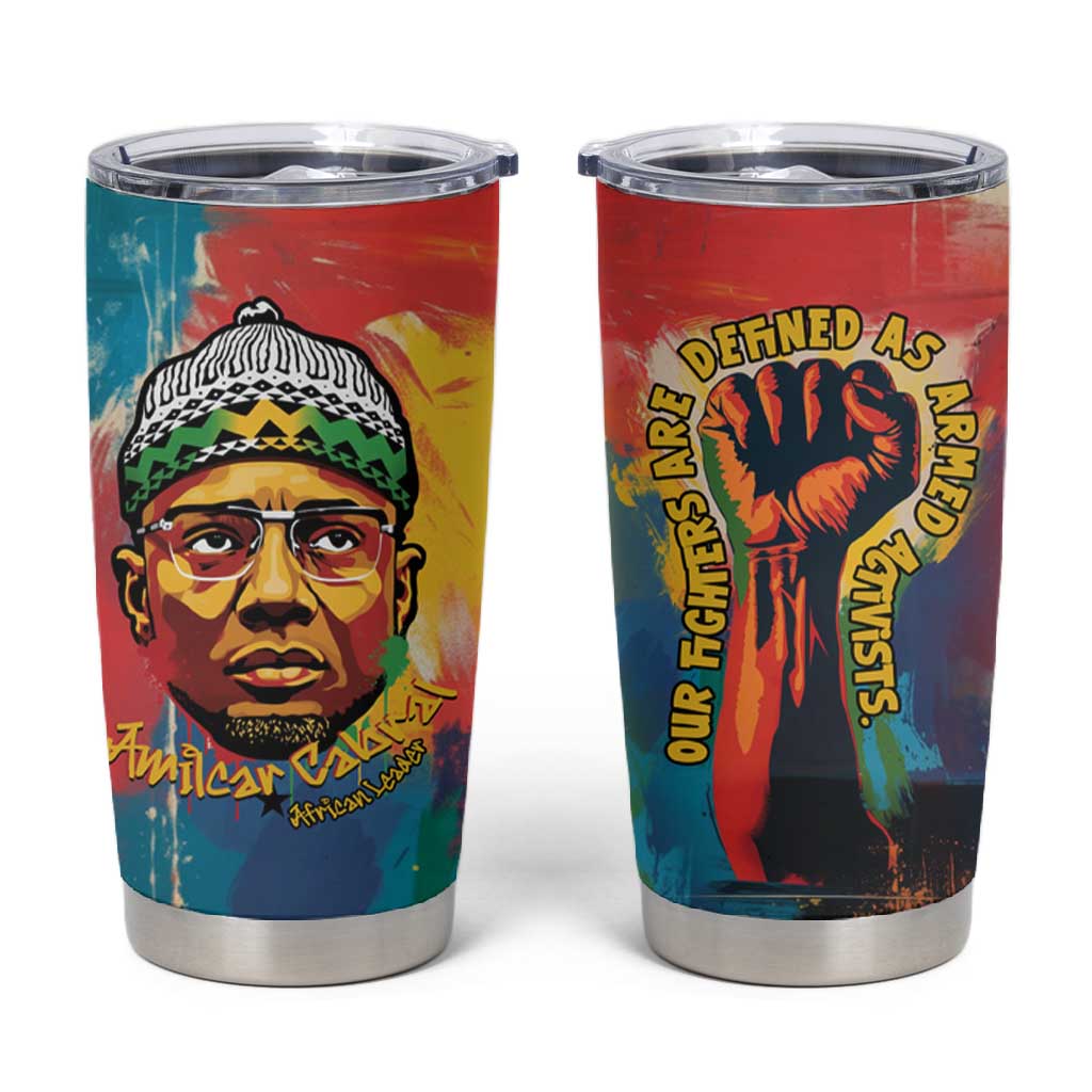 Amilcar Cabral Tumbler Cup Armed Activist Quote Raised Fist African Liberation Tribute - Colorful Paint Stroke - African Pride
