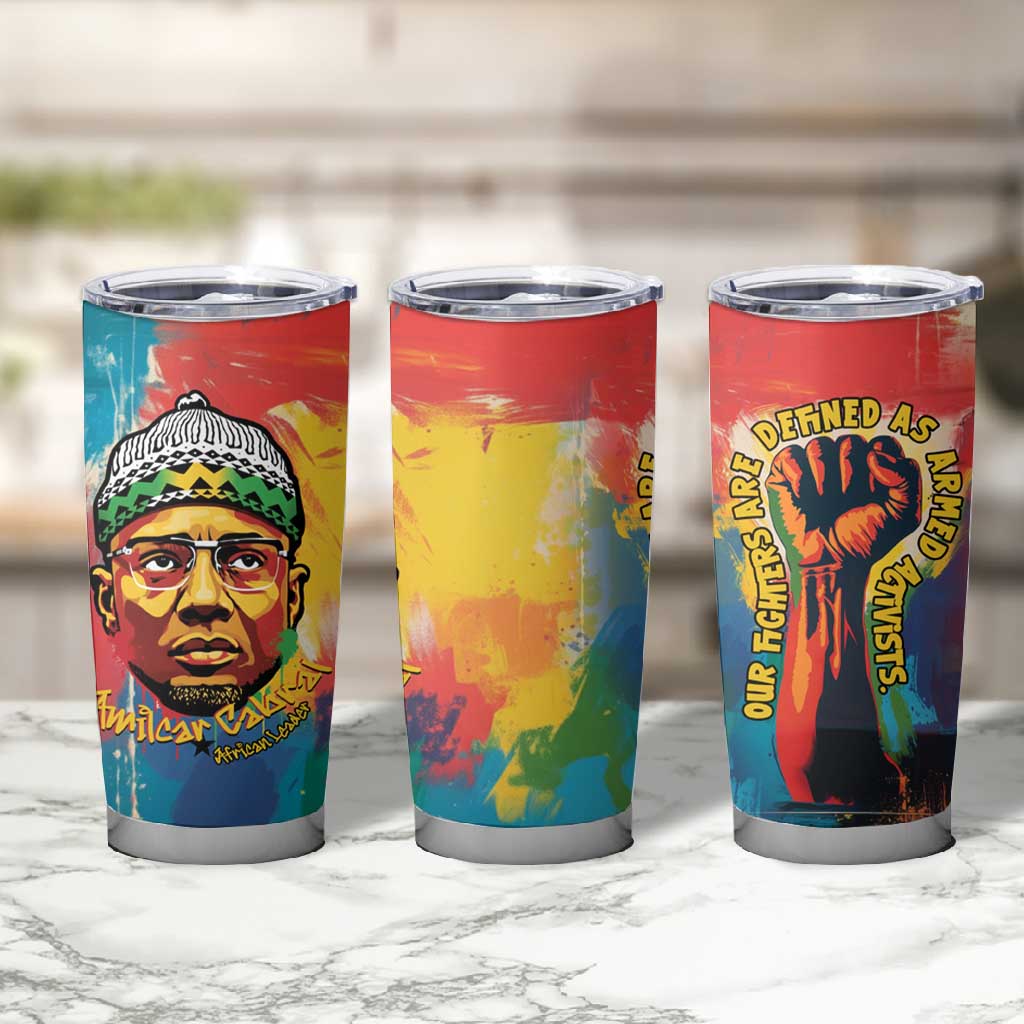 Amilcar Cabral Tumbler Cup Armed Activist Quote Raised Fist African Liberation Tribute - Colorful Paint Stroke - African Pride