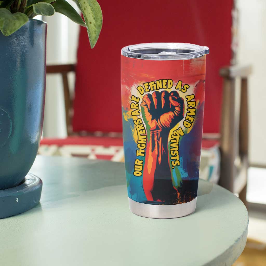 Amilcar Cabral Tumbler Cup Armed Activist Quote Raised Fist African Liberation Tribute - Colorful Paint Stroke - African Pride