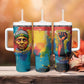 Amilcar Cabral Tumbler With Handle Armed Activist Quote Raised Fist African Liberation Tribute - Colorful Paint Stroke - African Pride