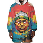 Amilcar Cabral Wearable Blanket Hoodie Armed Activist Quote Raised Fist African Liberation Tribute - Colorful Paint Stroke - African Pride