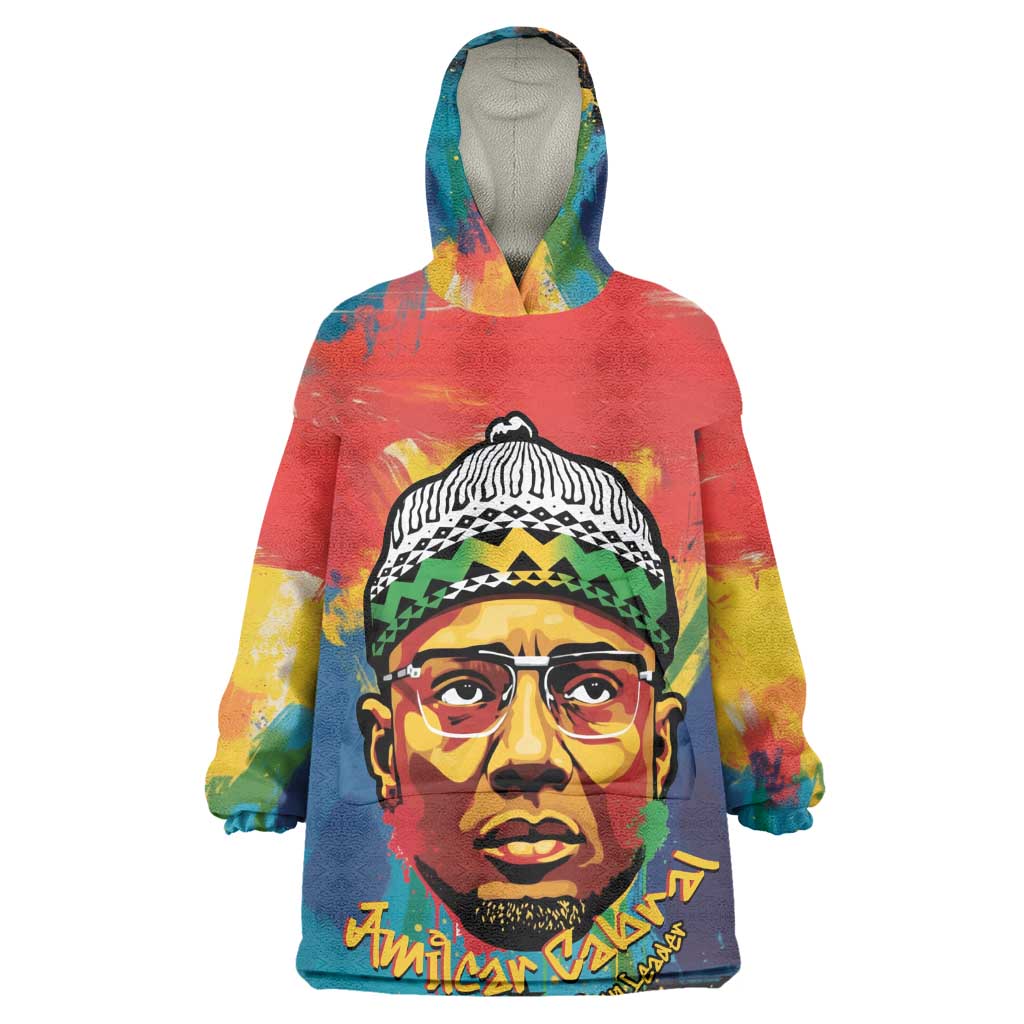 Amilcar Cabral Wearable Blanket Hoodie Armed Activist Quote Raised Fist African Liberation Tribute - Colorful Paint Stroke - African Pride