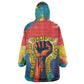 Amilcar Cabral Wearable Blanket Hoodie Armed Activist Quote Raised Fist African Liberation Tribute - Colorful Paint Stroke - African Pride