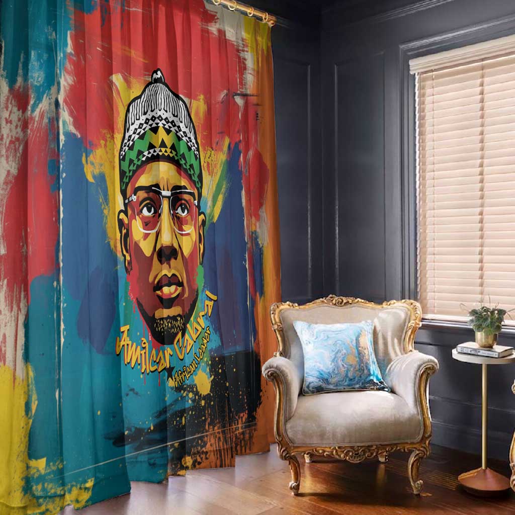 Amilcar Cabral Window Curtain Armed Activist Quote Raised Fist African Liberation Tribute - Colorful Paint Stroke - African Pride