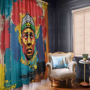 Amilcar Cabral Window Curtain Armed Activist Quote Raised Fist African Liberation Tribute - Colorful Paint Stroke - African Pride