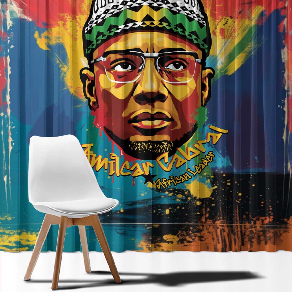 Amilcar Cabral Window Curtain Armed Activist Quote Raised Fist African Liberation Tribute - Colorful Paint Stroke - African Pride