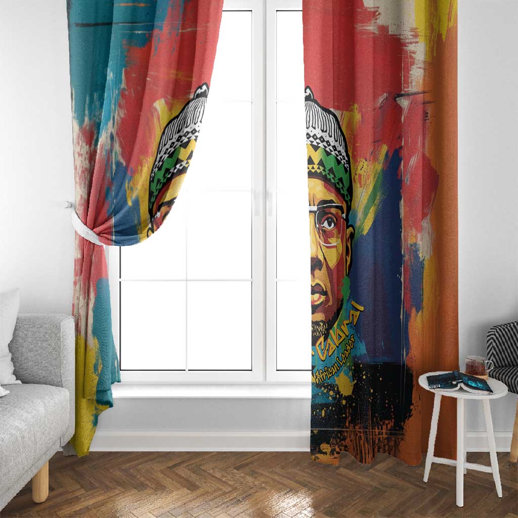Amilcar Cabral Window Curtain Armed Activist Quote Raised Fist African Liberation Tribute - Colorful Paint Stroke - African Pride