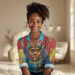 Amilcar Cabral Women Casual Shirt Armed Activist Quote Raised Fist African Liberation Tribute - Colorful Paint Stroke - African Pride