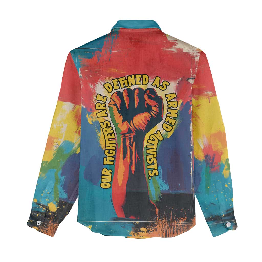 Amilcar Cabral Women Casual Shirt Armed Activist Quote Raised Fist African Liberation Tribute - Colorful Paint Stroke - African Pride