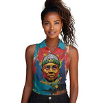 Amilcar Cabral Women Sleeveless Polo Shirt Armed Activist Quote Raised Fist African Liberation Tribute - Colorful Paint Stroke - African Pride