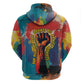 Amilcar Cabral Zip Hoodie Armed Activist Quote Raised Fist African Liberation Tribute - Colorful Paint Stroke - African Pride