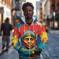 Amilcar Cabral Zip Hoodie Armed Activist Quote Raised Fist African Liberation Tribute - Colorful Paint Stroke - African Pride
