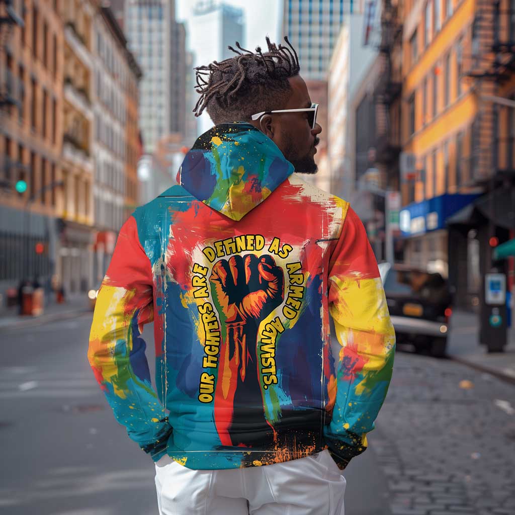 Amilcar Cabral Zip Hoodie Armed Activist Quote Raised Fist African Liberation Tribute - Colorful Paint Stroke - African Pride