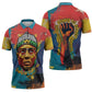Amilcar Cabral Zipper Polo Shirt Armed Activist Quote Raised Fist African Liberation Tribute - Colorful Paint Stroke - African Pride