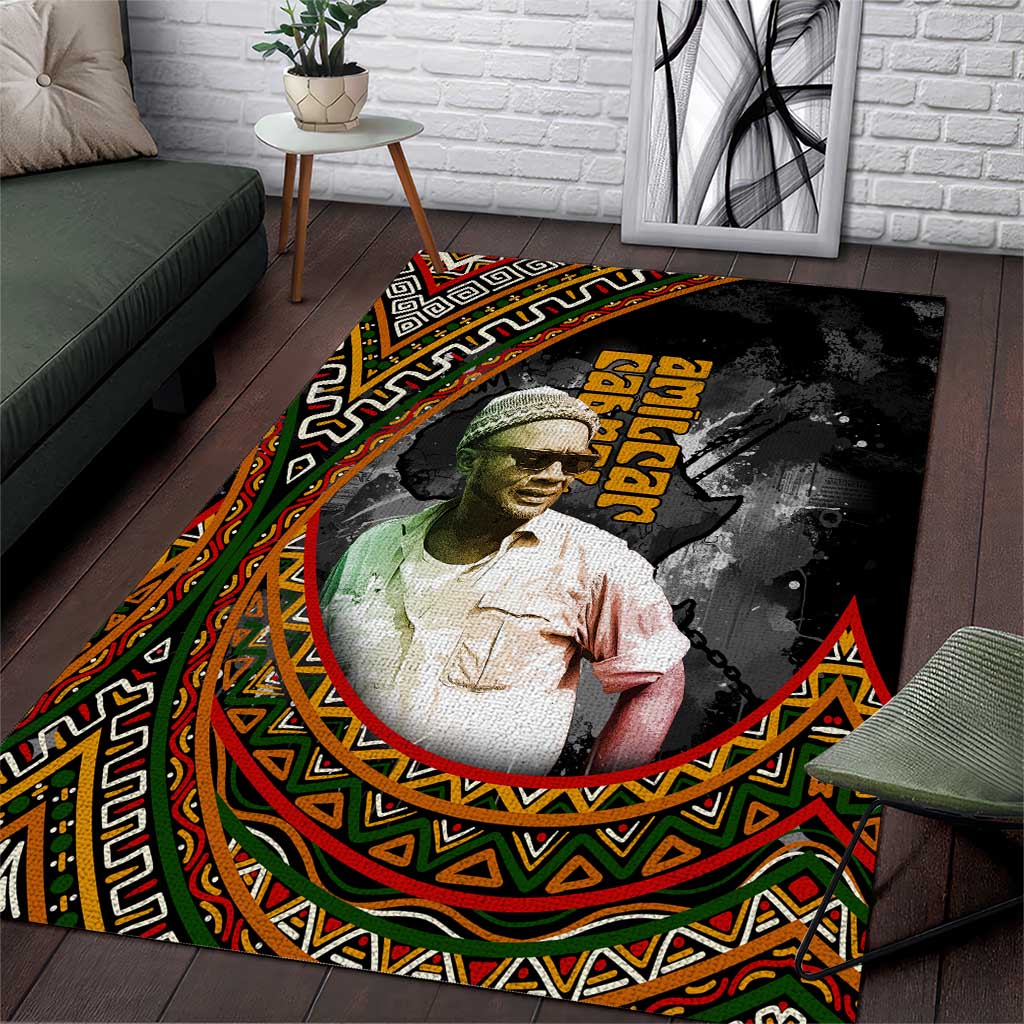 Amilcar Cabral Area Rug African Map with Chains Freedom Theme Revolutionary Liberation Tribute - African Pride