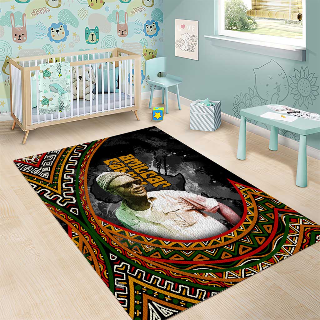 Amilcar Cabral Area Rug African Map with Chains Freedom Theme Revolutionary Liberation Tribute - African Pride