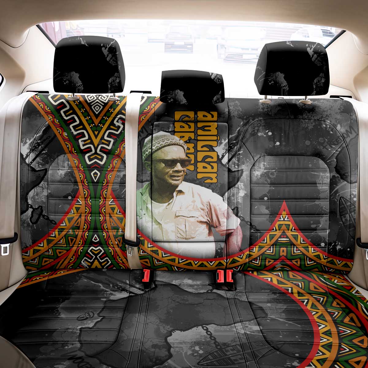 Amilcar Cabral Back Car Seat Cover African Map with Chains Freedom Theme Revolutionary Liberation Tribute - African Pride