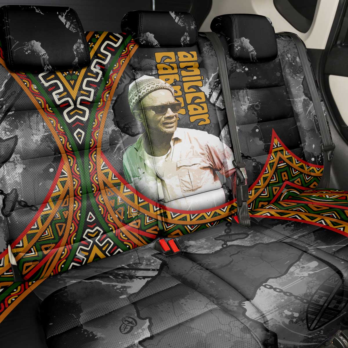 Amilcar Cabral Back Car Seat Cover African Map with Chains Freedom Theme Revolutionary Liberation Tribute - African Pride
