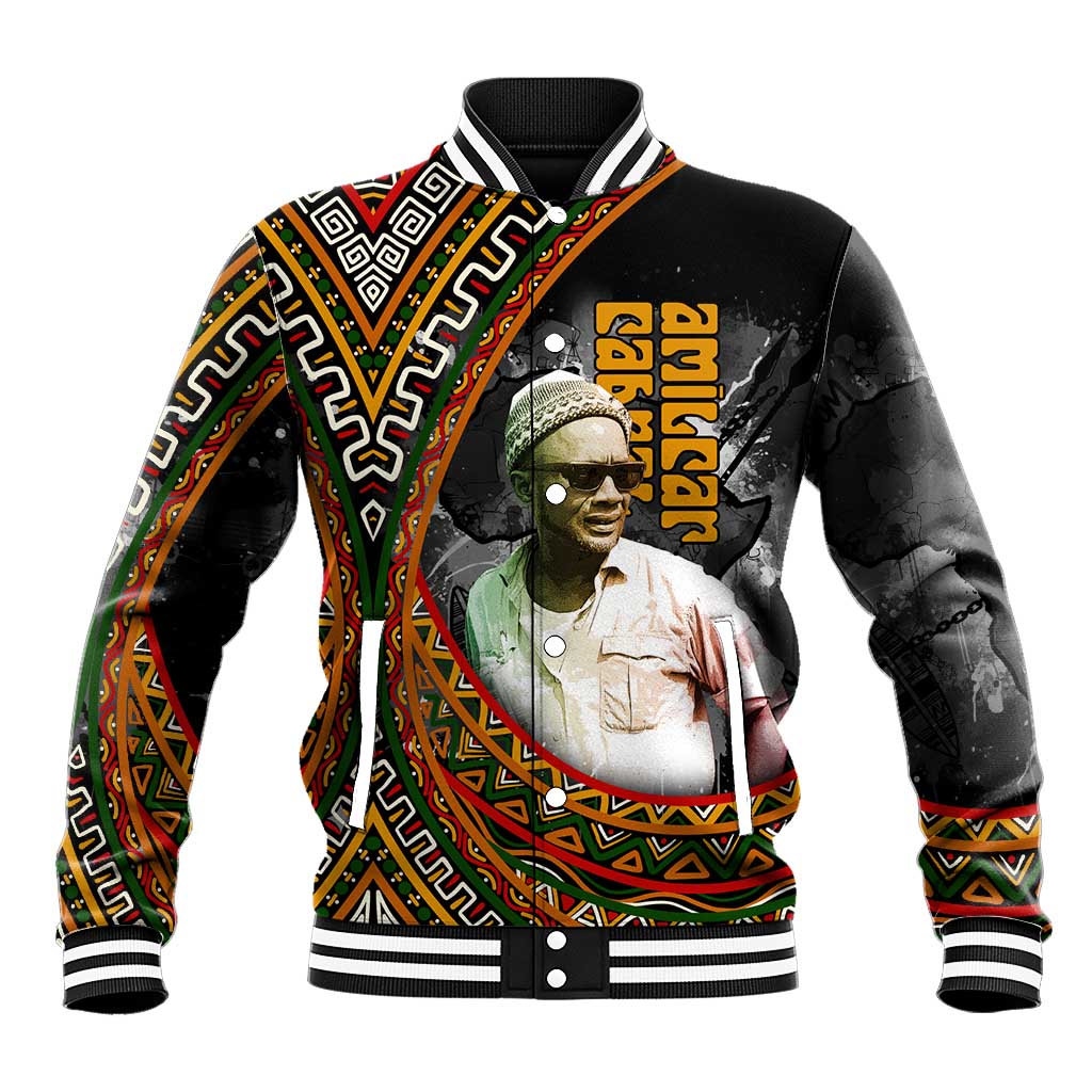 Amilcar Cabral Baseball Jacket African Map with Chains Freedom Theme Revolutionary Liberation Tribute - African Pride