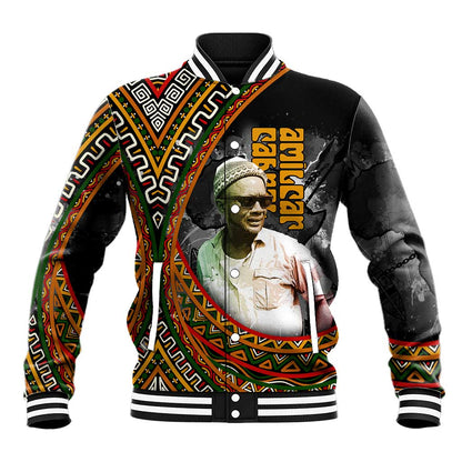 Amilcar Cabral Baseball Jacket African Map with Chains Freedom Theme Revolutionary Liberation Tribute - African Pride