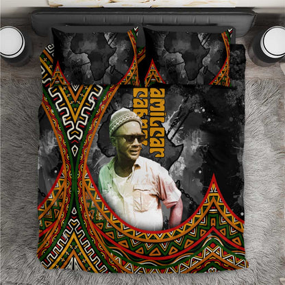 Amilcar Cabral Bedding Set African Map with Chains Freedom Theme Revolutionary Liberation Tribute - African Pride