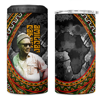 Amilcar Cabral 4 in 1 Can Cooler Tumbler African Map with Chains Freedom Theme Revolutionary Liberation Tribute - African Pride